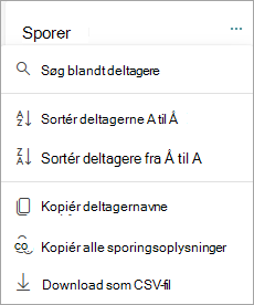 Sortér og søg efter deltagere