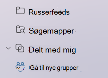 Fra mappelisten skal du vælge Gå til nye grupper eller Gå til grupper