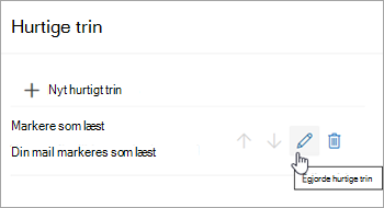 Skærmbillede, der fremhæver ikonet Rediger hurtigt trin