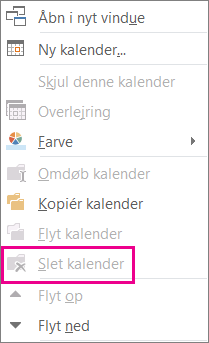 Kommandoen Slet er nedtonet