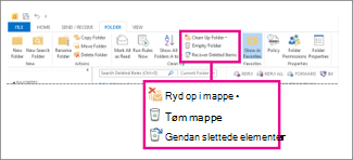 Kommandoen Tøm mappe på båndet