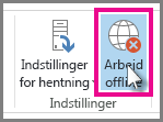 Skærmbillede af knappen Arbejd offline i Outlook 2013.