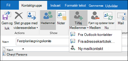Vælg Tilføj medlemmer for at føje til din kontaktgruppe.
