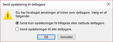 Du kan vælge, om du vil sende en opdatering til alle deltagere.
