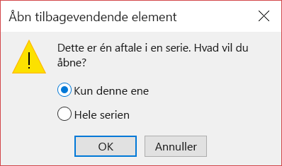 Du kan åbne ét element i en serie eller hele serien.