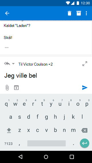 Skrive en mail i Outlook Mobile