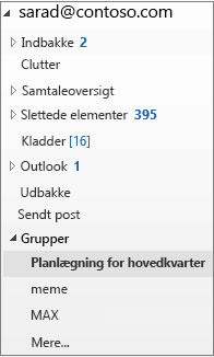 Vælg en gruppe i venstre navigationsrude