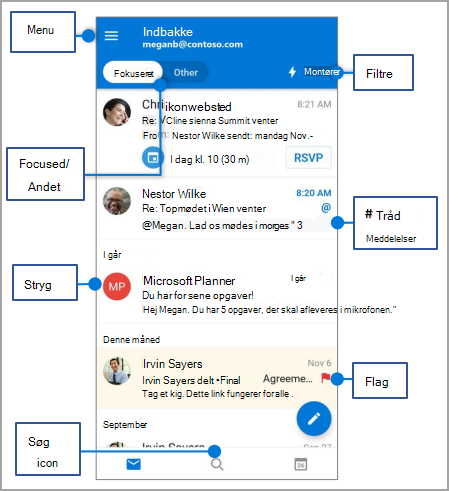 Outlook android-skærm