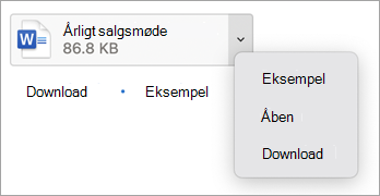 I rullemenuen skal du vælge forhåndsvisning, åbn eller download