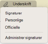Indstillingen Signatur i Outlook til Mac i meddelelse
