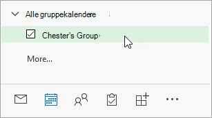 Et skærmbillede af Alle gruppekalendere i navigationsruden