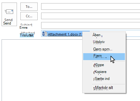Muligheden Fjern findes i genvejsmenuen.