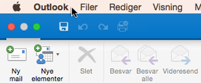 For at se, hvilken version af Outlook du har, skal du vælge Outlook på menulinjen.