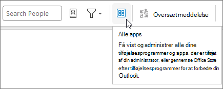 Ikonet Alle apps på et skjult båndlayout i Outlook til Windows.