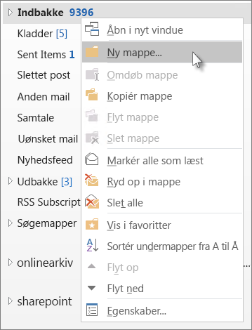 Tilføj en ny mappe