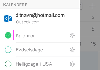 Kontroller, om kalenderen synkroniserer