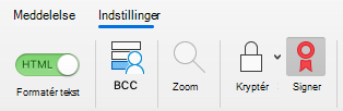 Viser knappen Signer i en mail