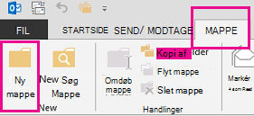 Klik på Ny mappe under fanen Mappe.