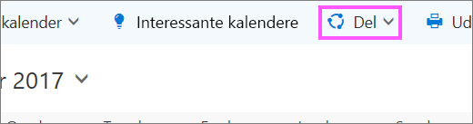Et skærmbillede af knappen Del på menulinjen.
