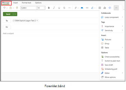 Outlook på internettet visning.