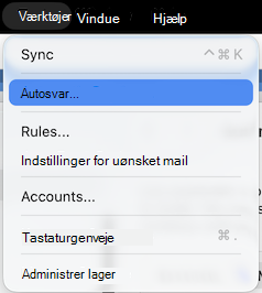 Menuen Funktioner Autosvar