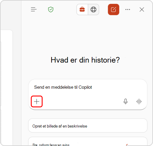 Menuen Tilføj indhold fremhævet