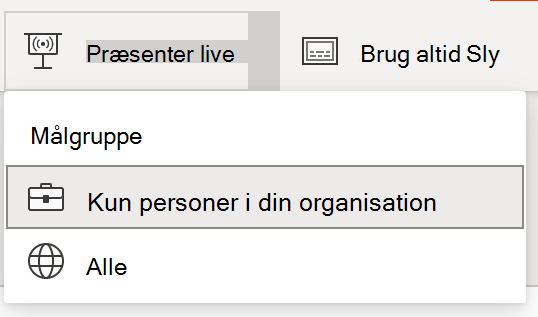 Målgruppevalg til livepræsentation