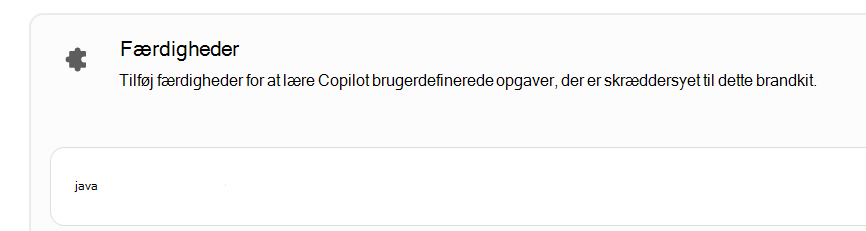 Skærmbillede, der viser en brugerdefineret færdighed i sektionen Færdigheder.
