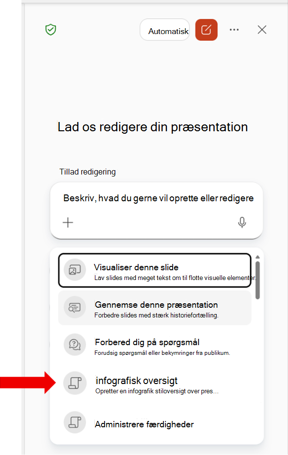 Skærmbillede, der viser en brugerdefineret organisationsfærdighed på listen Vælg færdigheder.