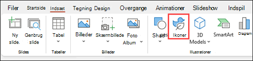 Indsæt ikoner til PowerPoint