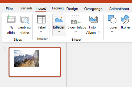 Indsæt billeder i PowerPoint