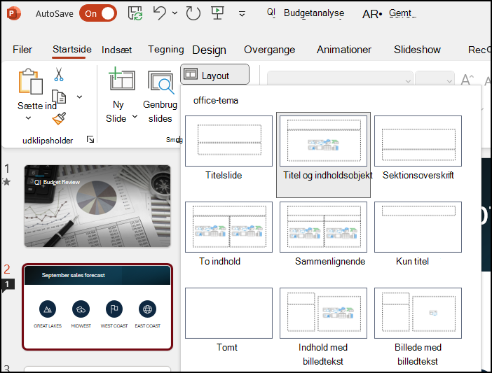 Layout for PowerPoint-slide