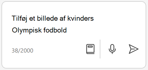 En anmodning i et meddelelsesfelt beder Copilot om et billede.
