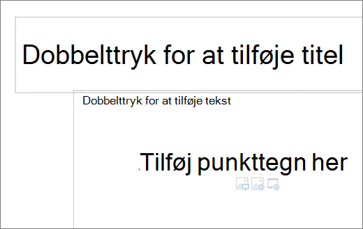 Billede af et tomt titelfelt og et tomt tekstfelt, der viser, hvor punkttegn fungerer.