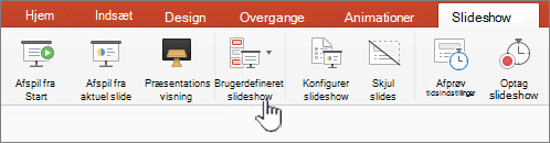 Knappen Afspil brugerdefineret slideshow