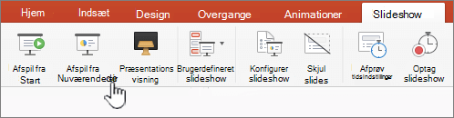 Knappen Afspil fra aktuel slide