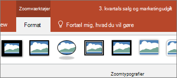 Viser fanen Zoomværktøjer – Format på båndet i PowerPoint.