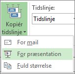 Knap og menu for Kopiér tidslinje i Project
