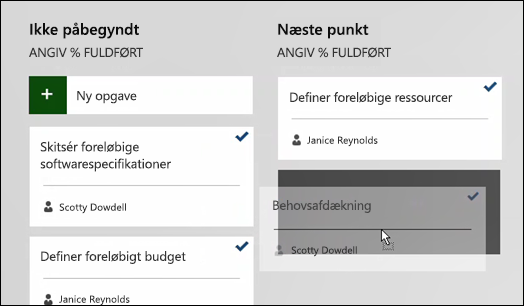 Flyt en opgave på tavlen med aktuelle sprints.