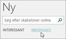 Skærmbillede af kategorier af indbyggede skabeloner i Publisher.