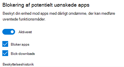 Kontrolelement til blokering af uønsket app i Windows 10.