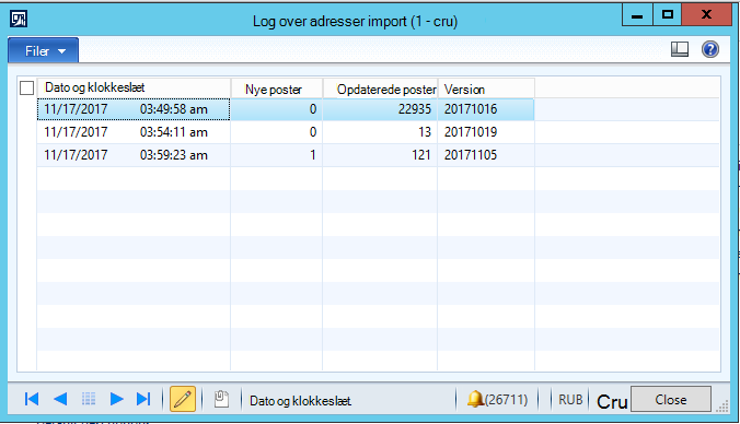 Importér fra FIAS – statistiklog