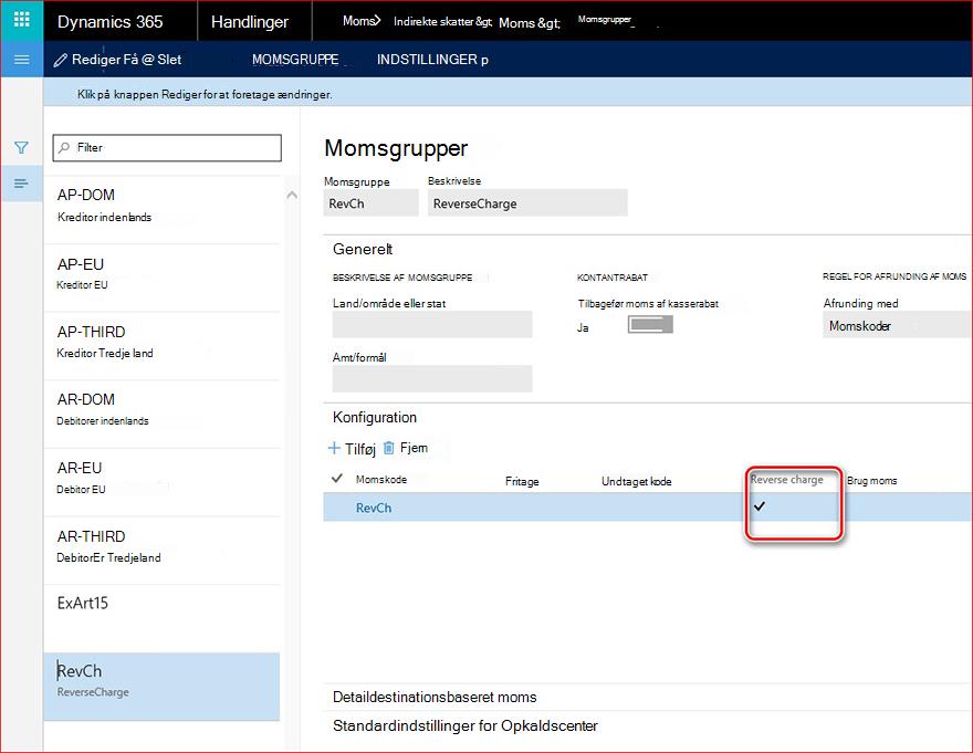 På dette billede kan du se, hvordan du kan tilbageføre opkrævning på momstransaktioner.