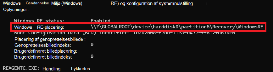 Kommandoen REAgentC-oplysninger