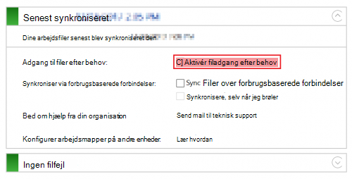 Appletten Kontrolpanel for arbejdsmapper
