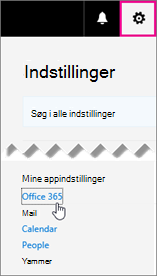 Vælg Office 365-indstillinger