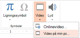 Skærmbillede af indsæt en video