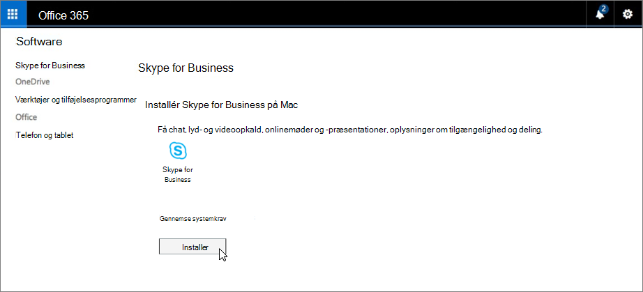 Installer Skype for Business på Mac side