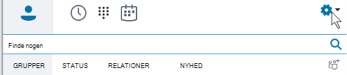 Indstillinger i hovedmenuen i Skype for Business