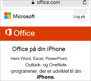 Gå til office.com